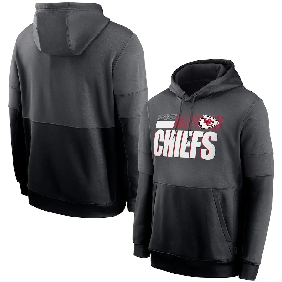 

Kansas City Men Hoodie Sweatshirt Chiefs Sideline Impact Lockup Performance Autumn Pullover football Patchwork Quality Hoodie