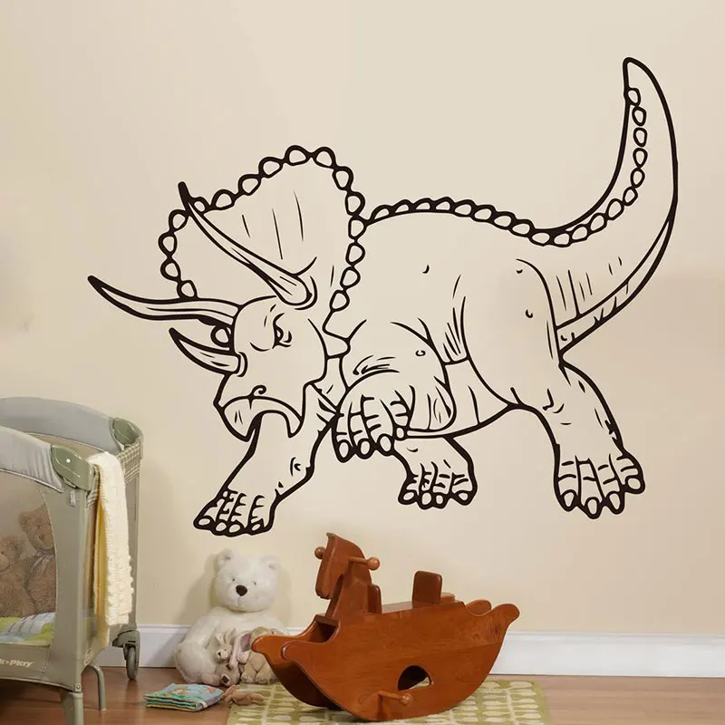 

Large Triceratops Prehistoric Dinosaur Wall Decal Cartoon Jurassic Park Dino Animal Vinyl Wall Sticker Home Decor Kids Room 4522