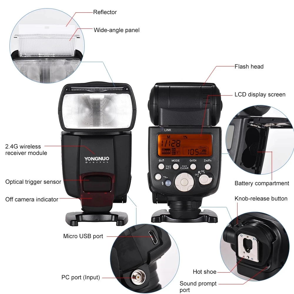 YONGNUO YN560Li литиевая батарея Speedlite GN58 2 4G Беспроводная вспышка Master Slave для камеры