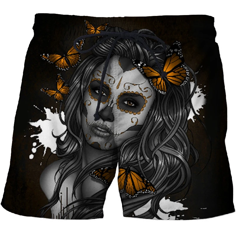 

2020 skull 3D Printed Summer Shorts Surfing Beach Shorts Masculino Men/Women Travel Quick Dry Vacation black Board Shorts