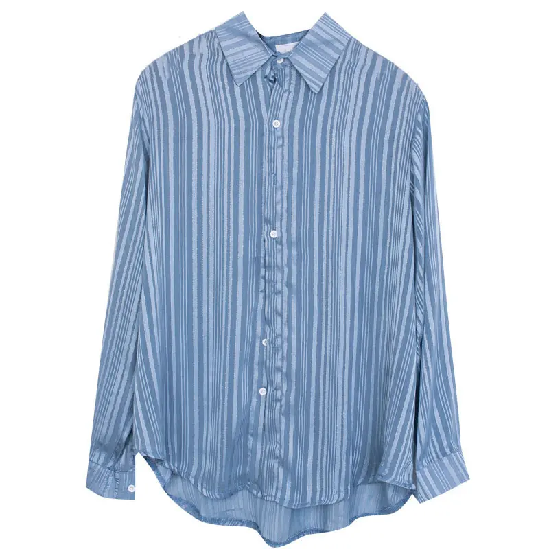 

XITAO Striped Blouse Fashion New Women Single Breast Full Sleeve Goddess Fan Casual Style Minority Shirt Loose Top LDD1555