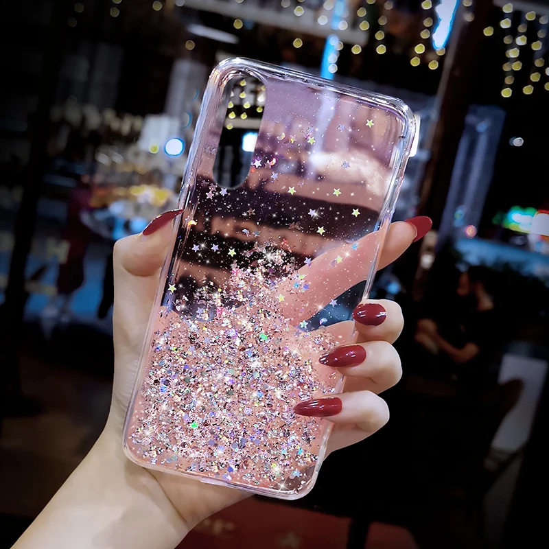 Чехол для Huawei P40 Lite P30 Pro P20 P Smart 2020 2019 Y6S Y8P Y5P Y6P Mate 20 прозрачный с блестками |