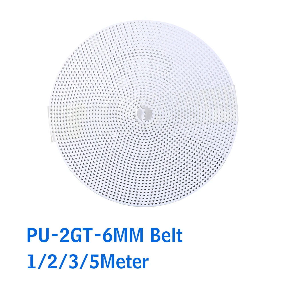 White 2M/3M/5M PU With Steel Core Gt2 Belt GT2 Timing Belt 6mm Width For 3d Printer