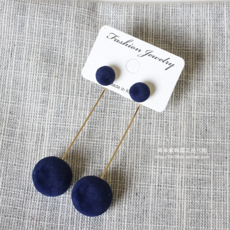 

Korean Earrings sweet and simple size plush ball long earrings temperament earrings earrings