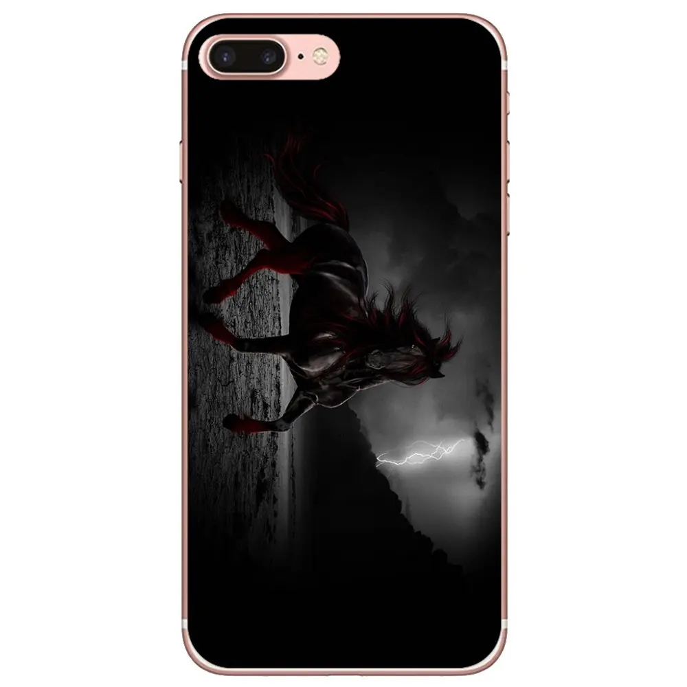 Красивый мягкий силиконовый чехол из ТПУ с изображением темной лошади для iPod Touch 5