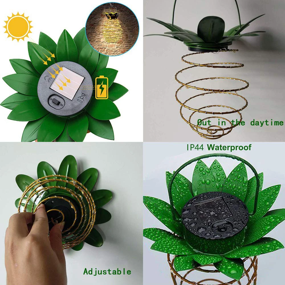 Садовый светильник на солнечной батарее в форме ананаса уличный подвесной