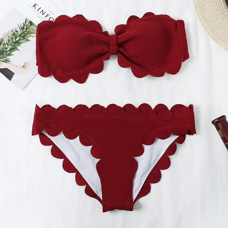 Купальник бандо женское пикантное бикини 2020 пуш ап с мягкими чашечками спереди