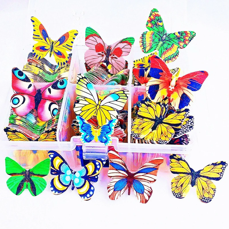 100/360 шт. в наборе смешанные бабочки съедобные топперы для торта клейкие вафли