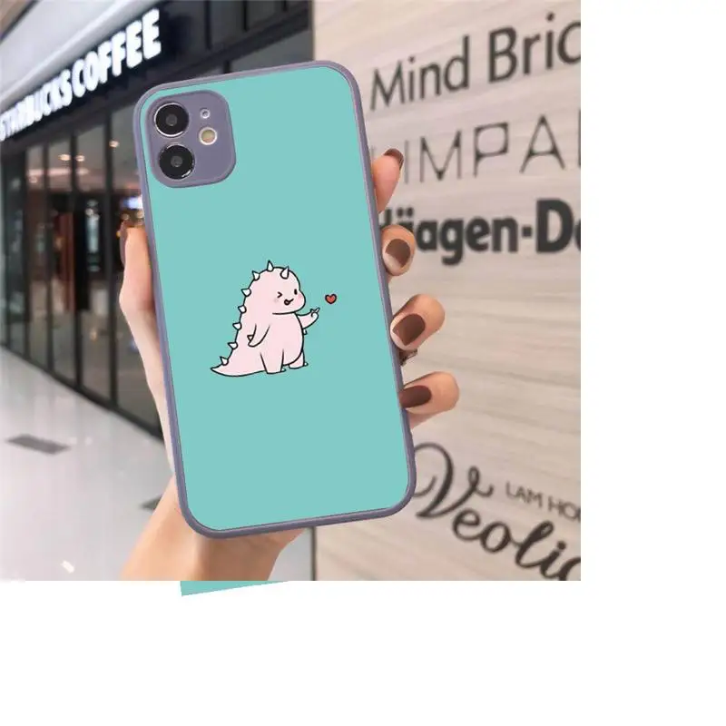 

Dinosaur Cartoon Cute love Phone Cases Matte Transparent for iPhone 7 8 11 12 s mini pro X XS XR MAX Plus cover funda shell