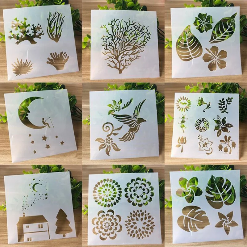 9 лист 13*13 см картина Шаблон трафарет &quotсделай сам&quot стен наслоения Скрапбукинг