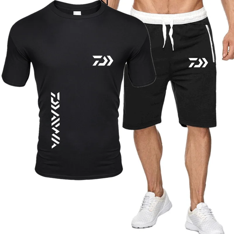

Daiwa New Casual Men's Sportswear Clothing Summer Men's Suit Fitness Suit Sports Suit Short-Sleeved T-Shirt + Shorts 2-Piece Set