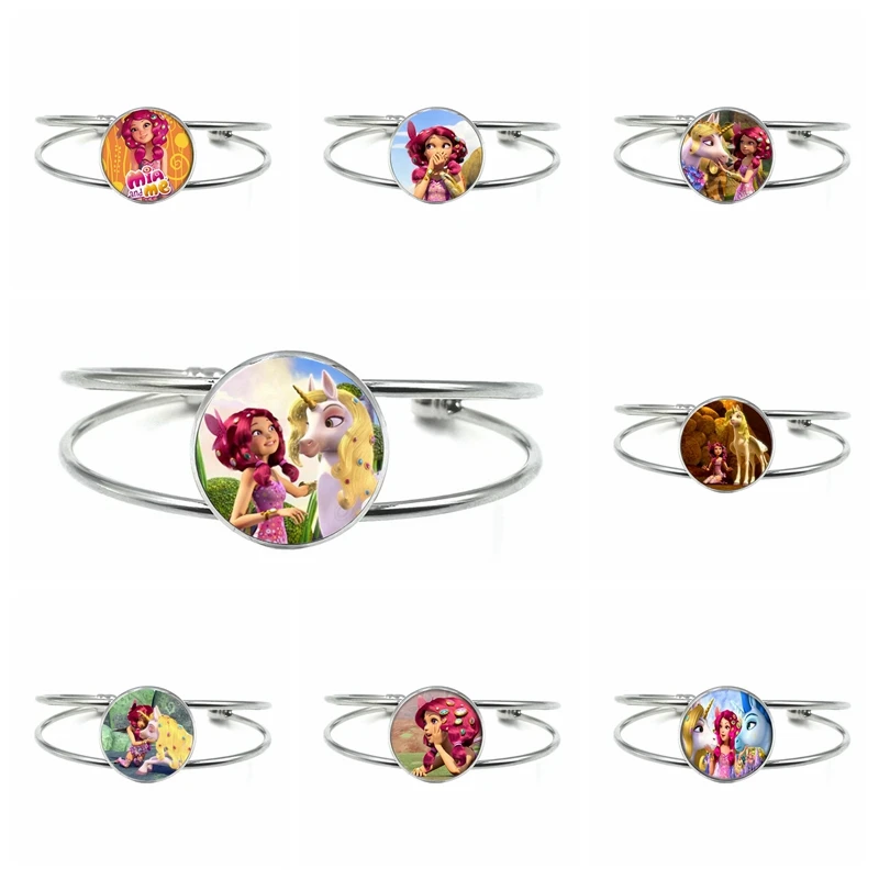

2021 New Anime Mini Unicorn Girl Glass Tibetan Silver Open Men and Women Bracelet Charm Popular Children's Jewelry