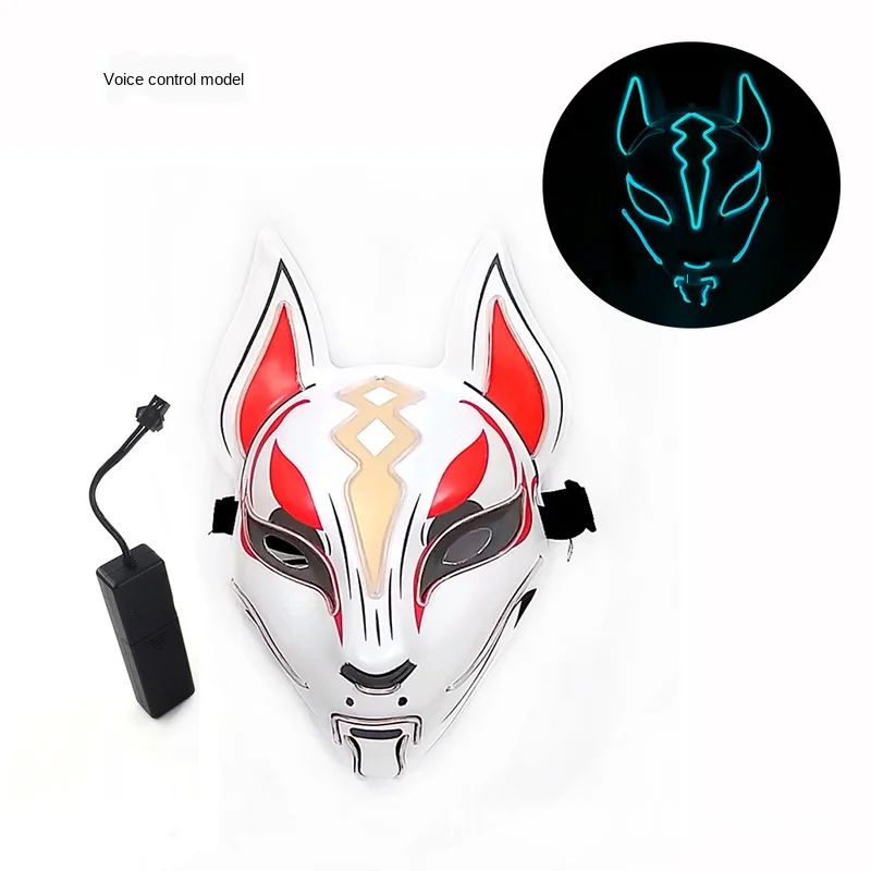 Anime Expro Decor Japanese Fox Mask Neon Led Light Cosplay Halloween Party Rave Dance DJ Payday Costume Props | Дом и сад