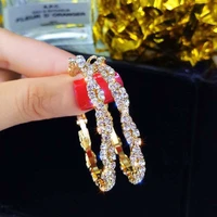 2020 new fashion temperament girl earrings shiny crystal round earrings crisscross rhinestone wrapped round earrings