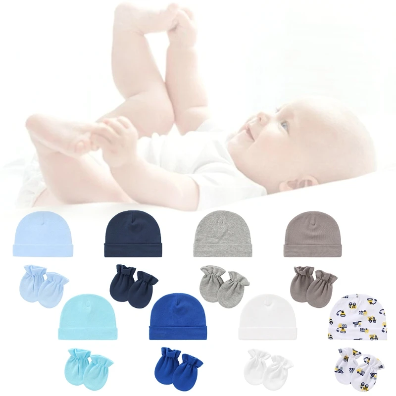

Baby Anti-scratching Gloves Hat Set Newborn Mittens Warm Beanie Cap Kit Infants Shower Gifts