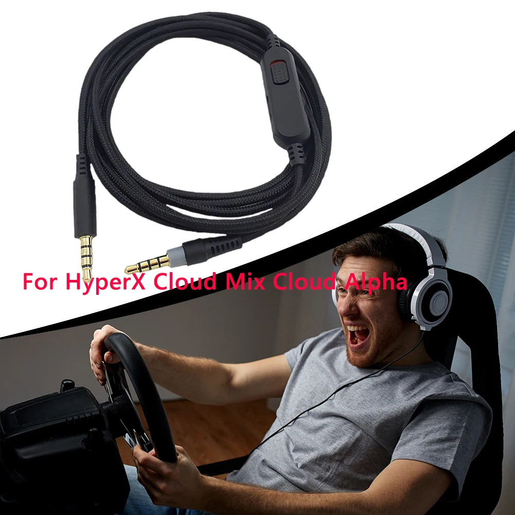 

2m Gaming Headset Audio Cable Cord 3.5mm Male To Male AUX Adapter Replacement for HyperX Cloud Mix Cloud Alpha Headphone
