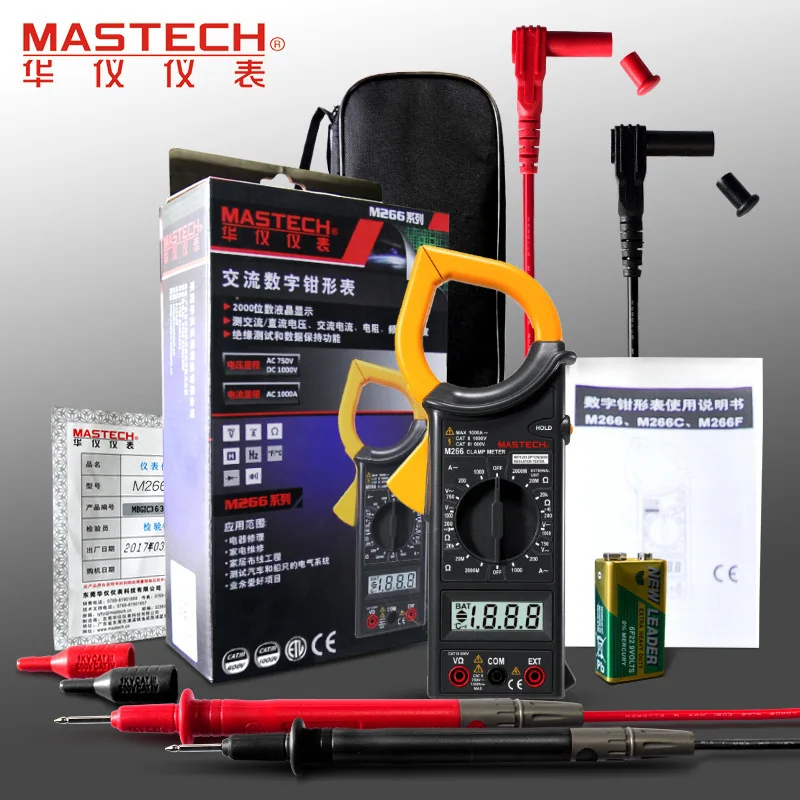 M266 цифровой клещи ручной мультиметр Напряжение Ток Сопротивление температуры