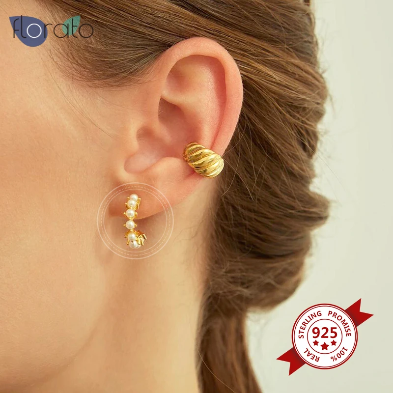 

925 Sterling ilver Inlaid Pearl Fashion Stud Earring Party For Women Charming Earrings Korean Female Star Jewelry Hypoallergenic