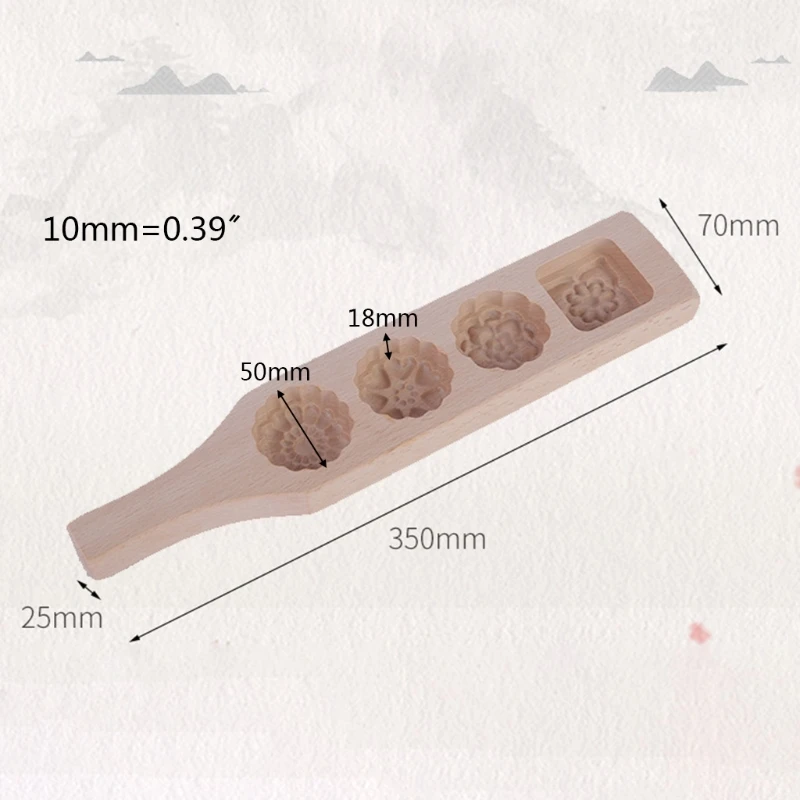 

4 Hole Wooden Moon Cake Mold Pastry Baking Tool for Making Mung Bean Ice Skin