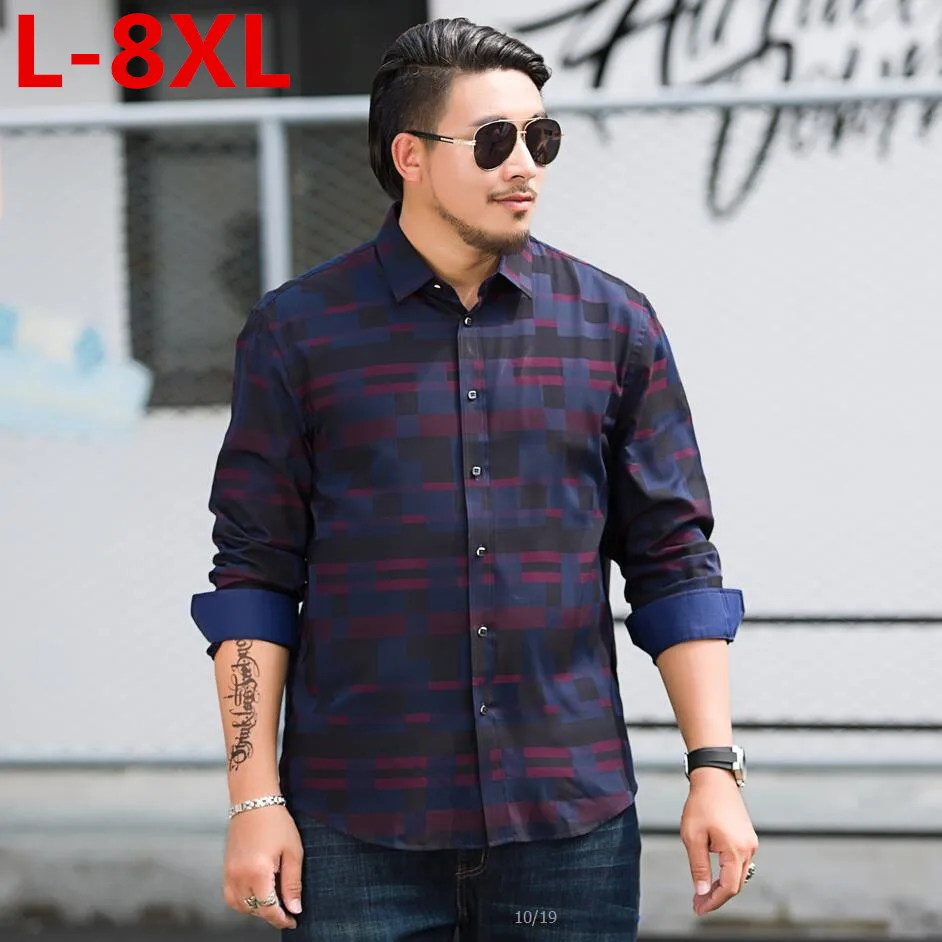 Большого размера плюс 8XL 7XL 6XL 5XL Фирменная Новинка мужские рубашки поло в полоску