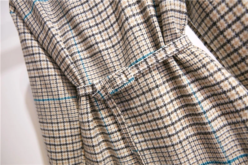 Зимнее клетчатое ТРАПЕЦИЕВИДНОЕ платье для женщин модное Повседневное