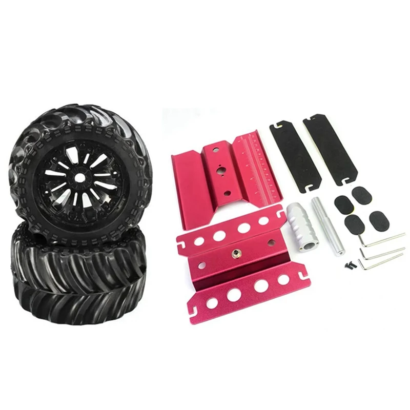 

1Set Metal Aluminum RC Car Workstation Work Stand & 2X Bigfoot Wheel Tire Tyre EA1020 For JLB Racing CHEETAH 1/10