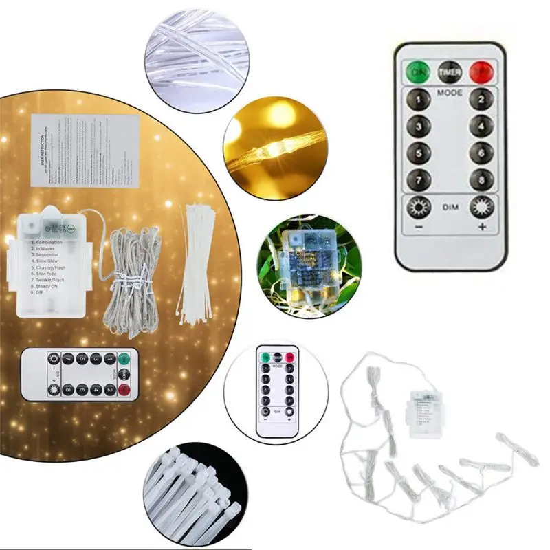 

104 LED Umbrella Light Fairy Holiday String Light with 8 Mode Push Button Switch
