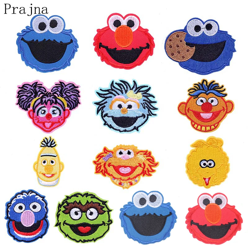 Симпатичные Мультяшные заплатки Prajna с улицкой Сезам аниме для глажки печенья ELMO