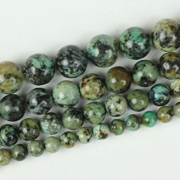 Natural Stone Beads African Turquoises Round Loose 15&quot Strand 4 6 8 10 12MM Pick Size For Jewelry Making | Украшения и