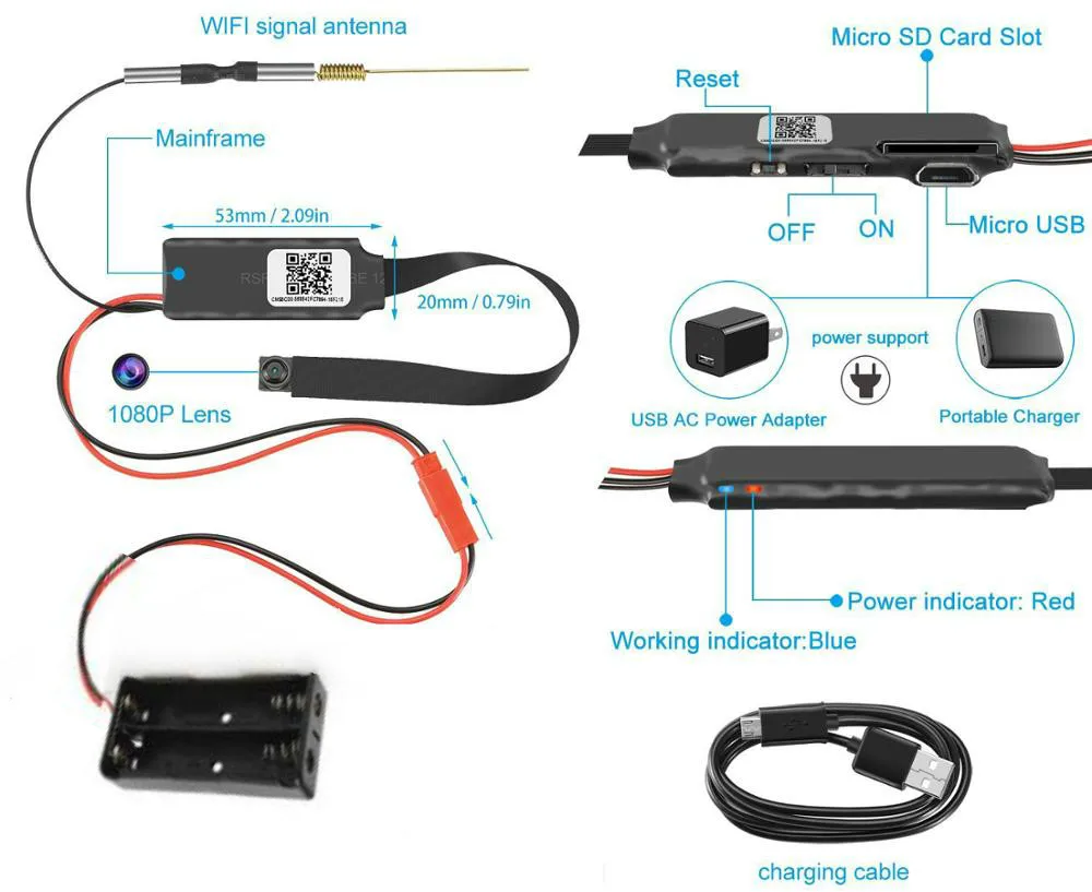 

Wifi ip mini camera HD 4K DIY Security Micro camcorder P2P Wireless webcam DVR Video Recorder Support Remote View 128g TF card