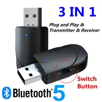 Аудиопередатчик 3 в 1 KN330, приемник Bluetooth 5,0, два в одном, USB, компьютерный ТВ адаптер, автомобильный двойной выход для динамиков, наушников