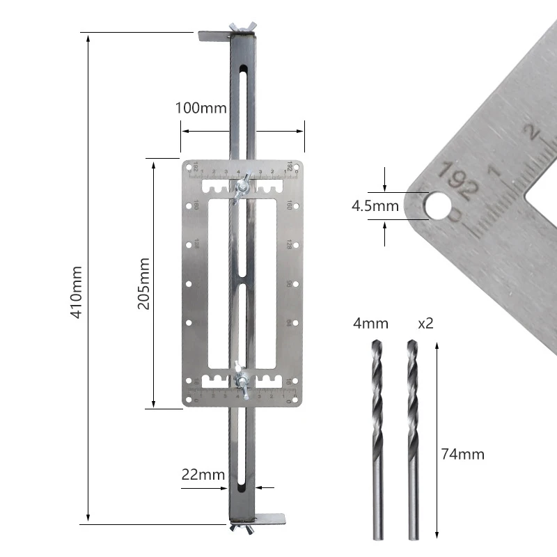 Woodworking Installation Furniture Wardrobe Door Handle Punching Locator Long Stainless Steel Hole Opening Auxiliary Tool | Инструменты