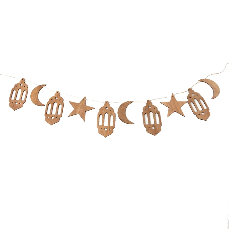 

Muslim Islam Ramadan Eid Mubarak Decoration For Home Wood Banner Garland Eid Al Adha Hanging Pendant Ramadan Kareem