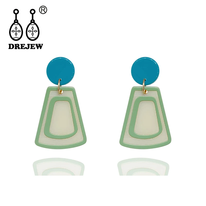 DREJEW желтый зеленый прямоугольник трапециевидные акриловые Эффектные серьги
