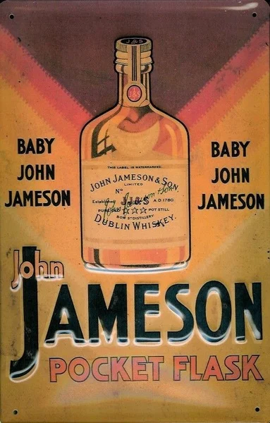 

John Jameson Pocket Flask Metal Sign Signboard Tin Sign