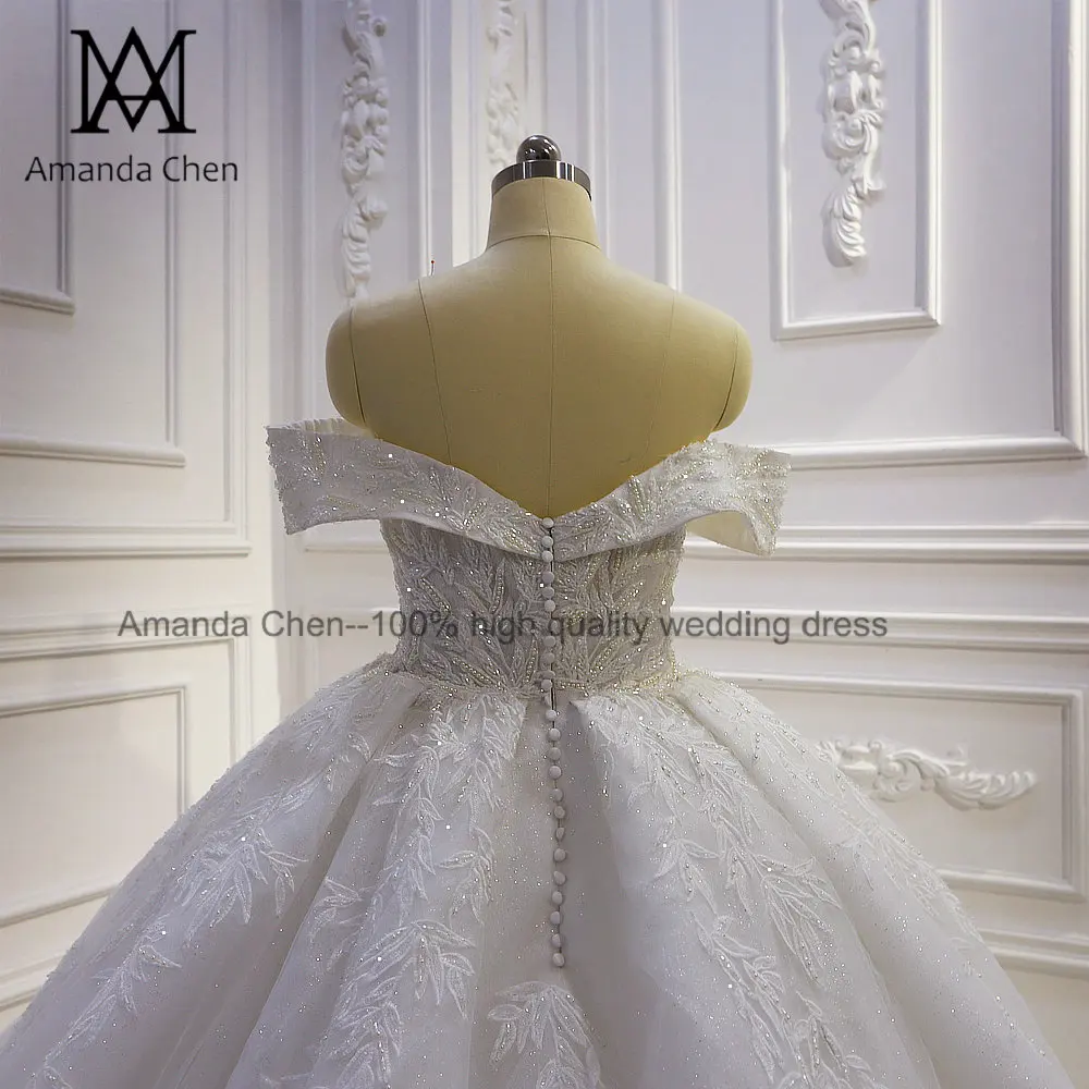 2020 свадебное платье с открытыми плечами кружевной аппликацией и