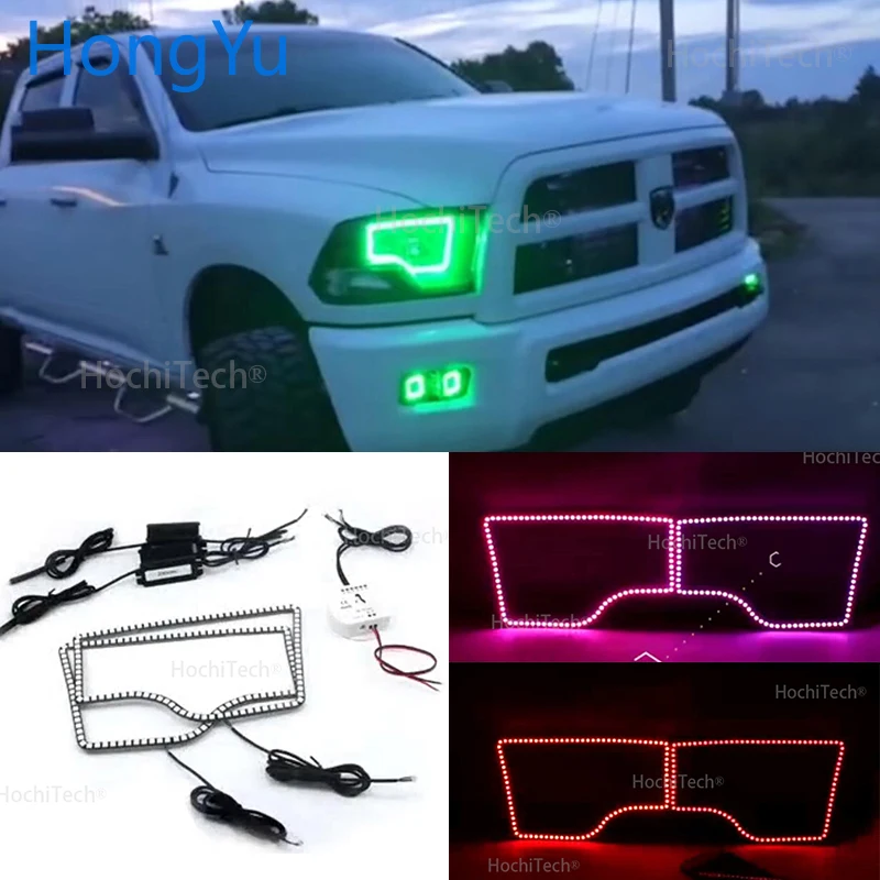 Запчасти для Dodge ram светодиодная фара rgb меняющие цвет комплекты галогенных колец