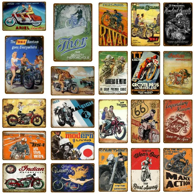 

Motorrad Zinn Zeichen Retro Metall Plaque Vintage Wand Dekor Für Garage Bar Pub Mann Höhle Dekorative Platte Eisen Malerei Poste