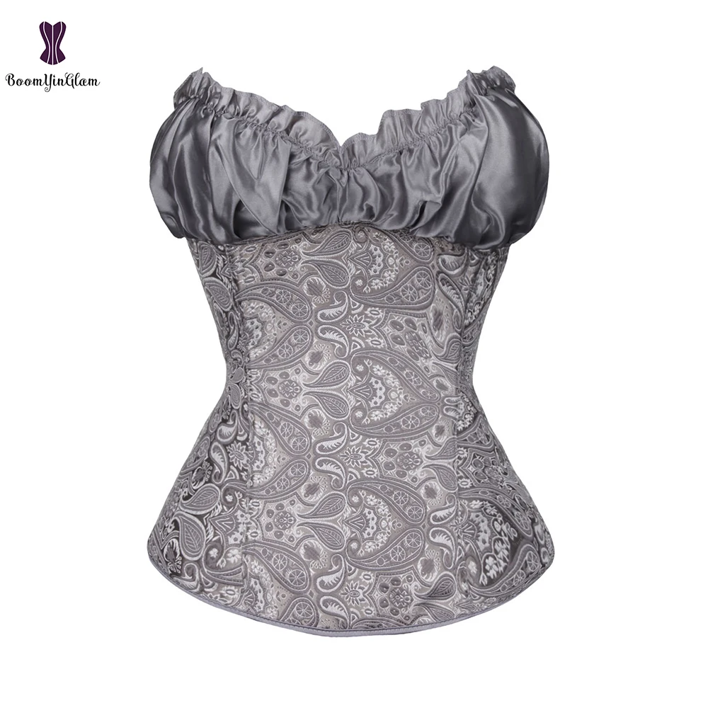 Атласные стропы с оборками и боковой застежкой молнией Корсеты цветочным