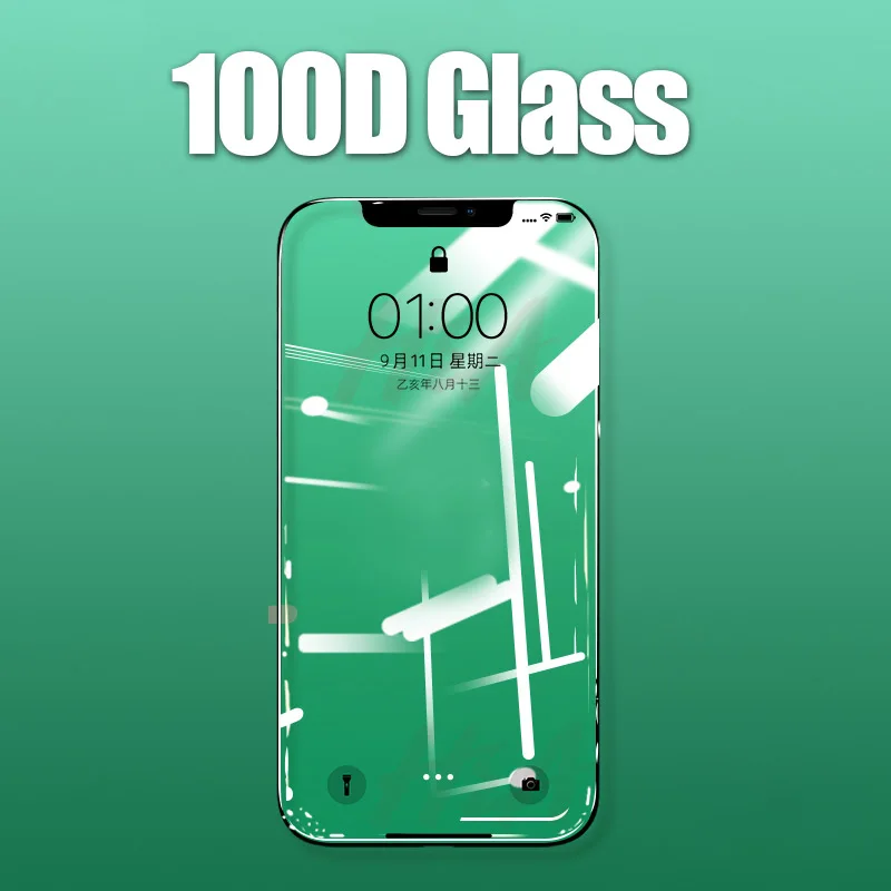 100D закаленное стекло с закругленными краями для iPhone 8, 7, 6, 6s Plus, Защита экрана для iPhone 11 Pro, X, XR, XS Max, защитное стекло