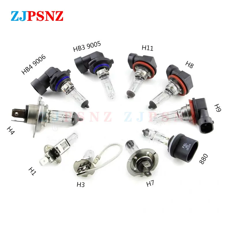 12V 24V Car Light Motercycle Halogen Bulb Voiture H1 H3 H4 H7 H8 H9 H11 880 881 9005 9006 12 HB3 HB4 55W 100W 90W 1PCS - купить по