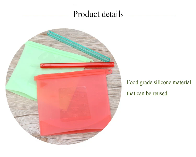 Reusable silicone food bag Silicone ziplock bags Refrigerator food freezer bags 1000ml milk fruit meat fresh sealed storage bags