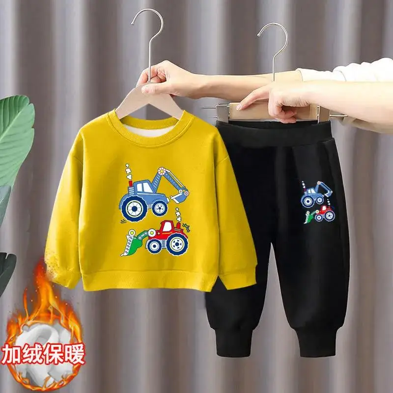 

Cartoon Excavator Kids Clothes Boys Set Winter Autumn Long Children Clothing Suit Cute Baby T Shit + Trousers 2pcs Cotton Outfit