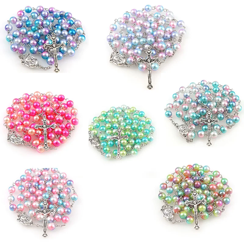 Четки разных цветов 8 мм круглые жемчужные бусины католические четки со