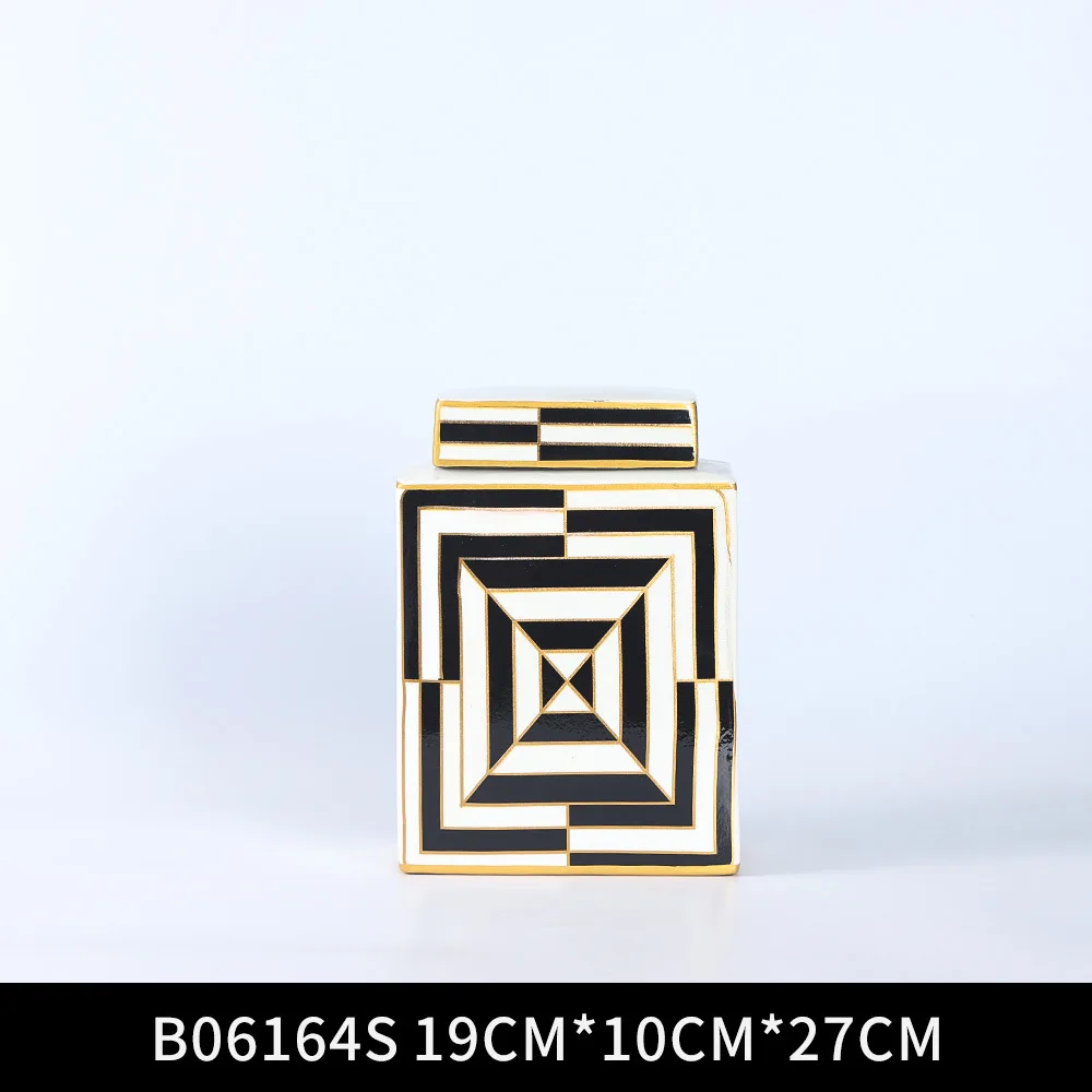 Керамика квадратная коробка для хранения резервуар ваза геометрический узор с