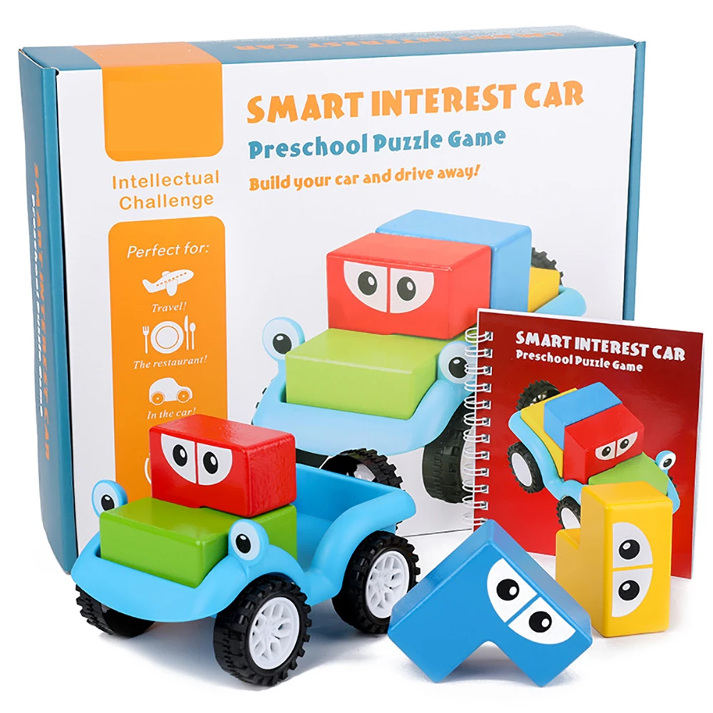 

Wooden Puzzle Cars Building Block Games Montessori Build Toy Baby Variety Car 48 Challenge Solution Interactive IQ Training Toys