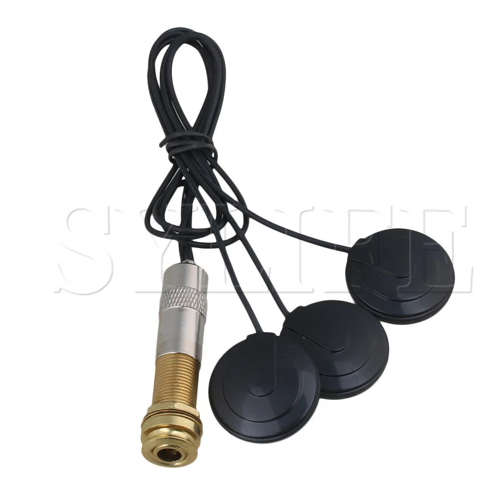 

3 Sensor Guitar Violin Piezo Contact Microphone Pickup Golden with Jack