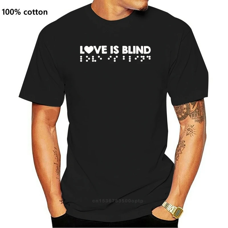 

Мужская футболка с надписью Love Is Blind, с круглым вырезом