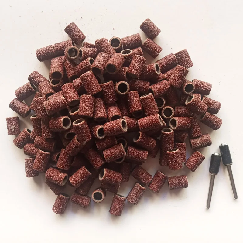 100 шт. Аксессуары Dremel Grit 80#6,35 мм стойка под барабан комплект+ 2 шт. шлифовальная лента 3,17 мм песочный оправка для вращающегося инструмента сверло для ногтей