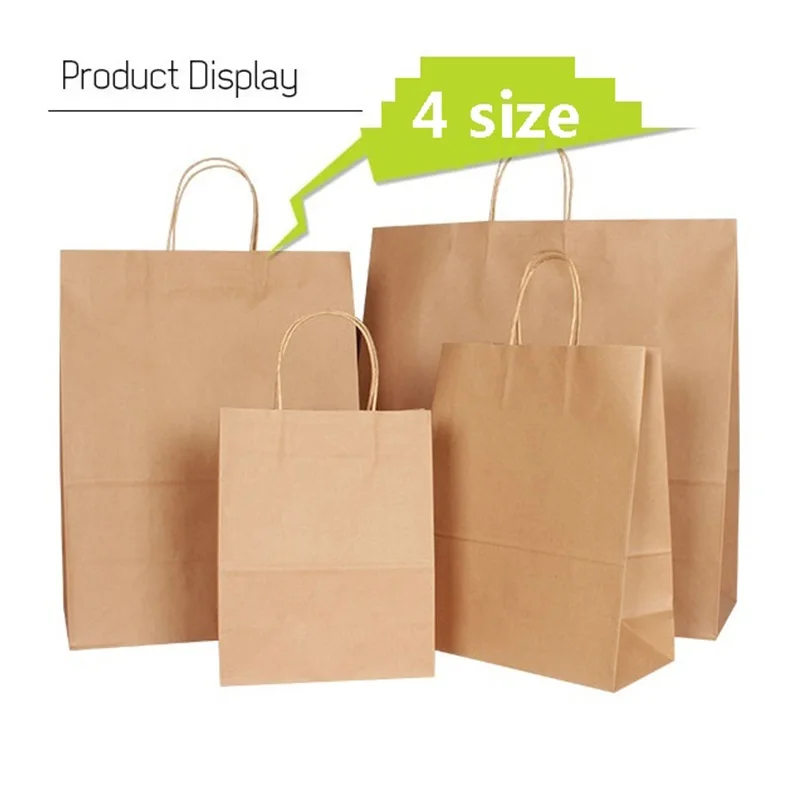 

10PCS/lot kraft paper bag with handle wedding party bag Fashionable cloth shoes gift paper bags 4size Multifunction